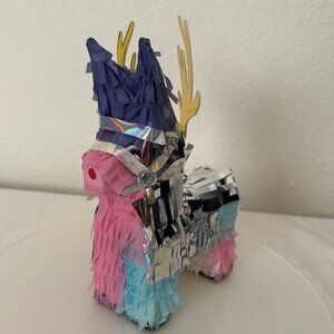 Mini Reindeer Pinata Ornament Silver Pink Purple Blue NEW UNUSED